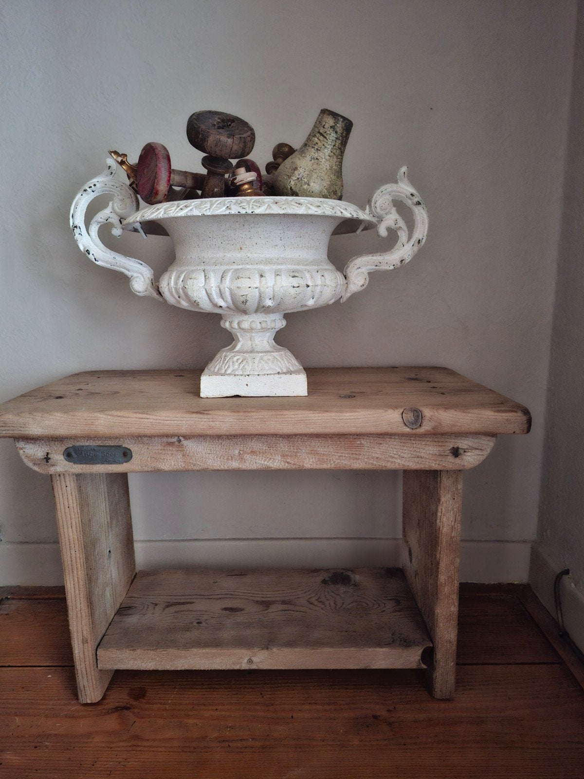 landelijk kruk,bijzettafeltje, Huis en Inrichting, Ophalen of Verzenden, 25 tot 50 cm, Rechthoekig