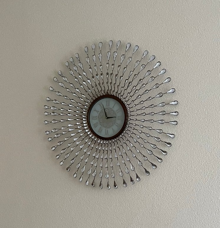 Wandklok groot diamanten bruin/zilver, Ophalen, Zo goed als nieuw, Wandklok