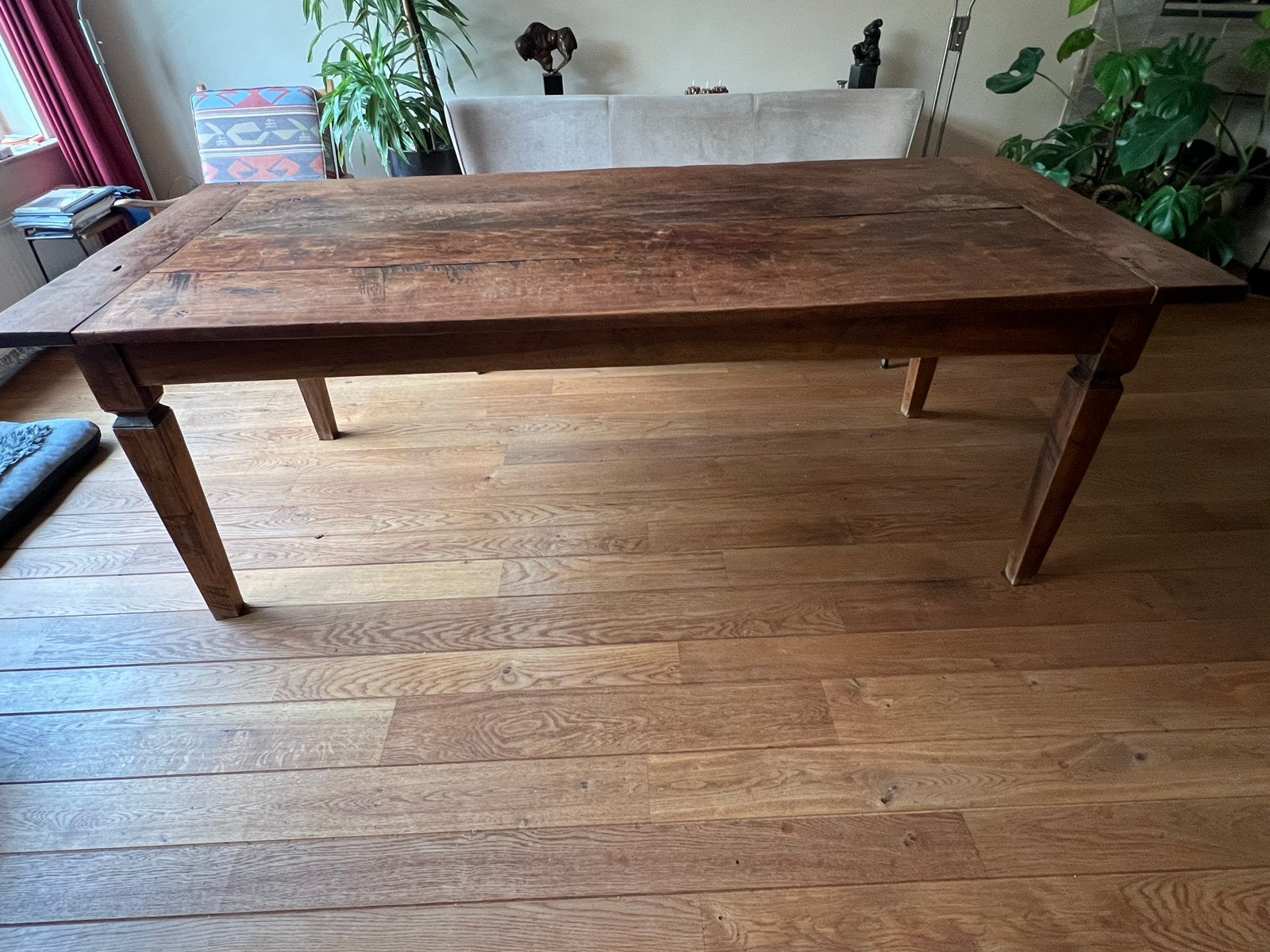 Koloniale Teakhouten Eettafel - 223L x 92B x 78H, Ophalen