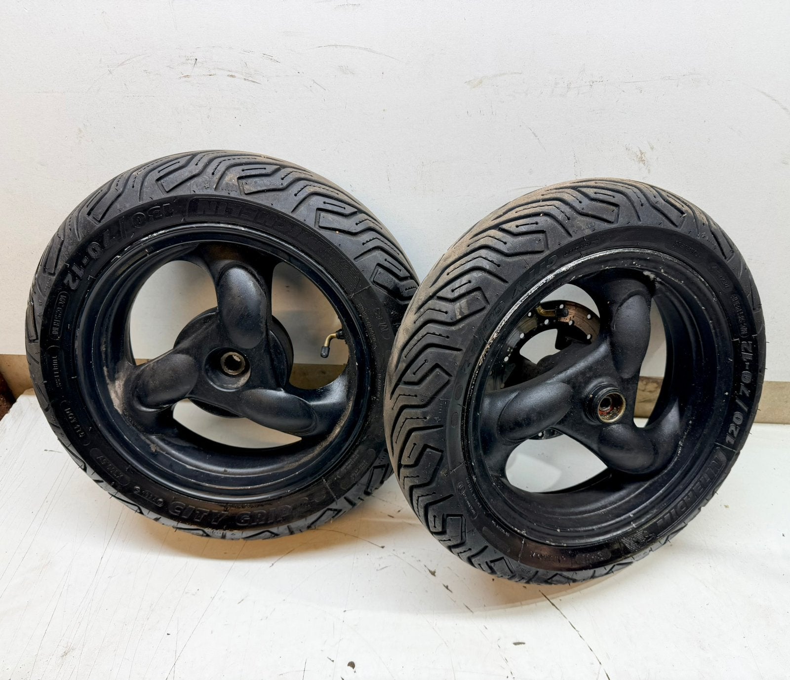 Velgenset met goede banden Kymco Agility 12inch, Gebruikt, Info@nxscooterparts.com, Nx Scooterparts, Kymco