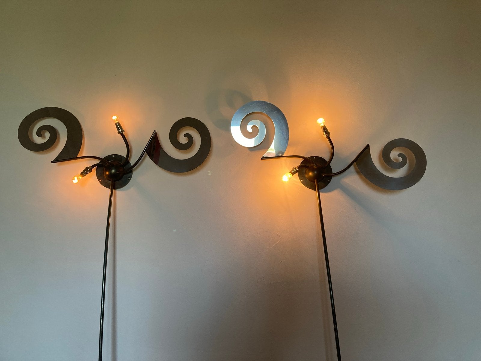 2 wandlampen, 160 cm, ontwerp Maroeska Metz, Huis en Inrichting, Ophalen, Met snoer/stekker, Gebruikt, Overige merken
