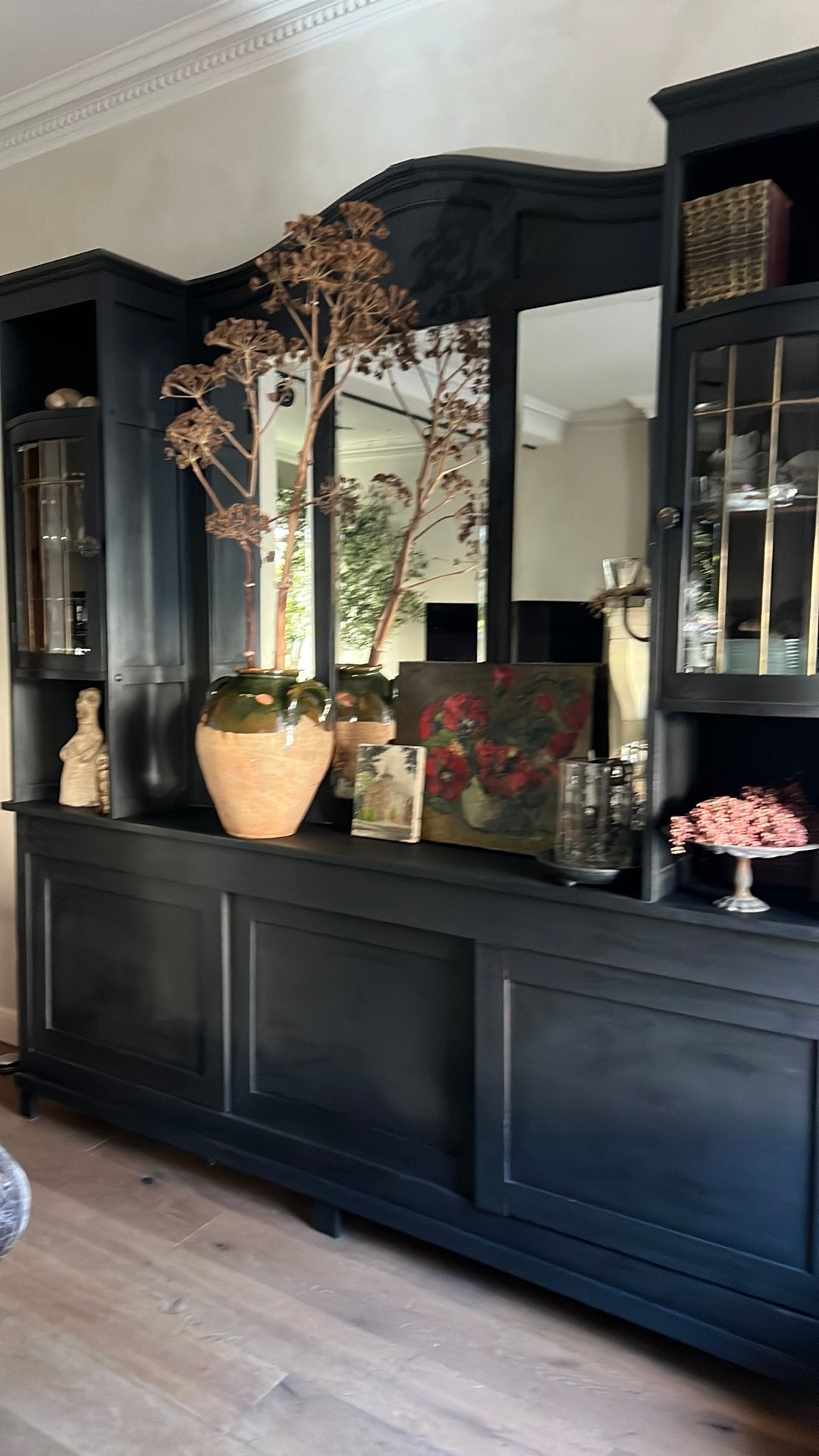 Grote oude zwarte buffet kast café kast, Ophalen, Gebruikt, 25 tot 50 cm
