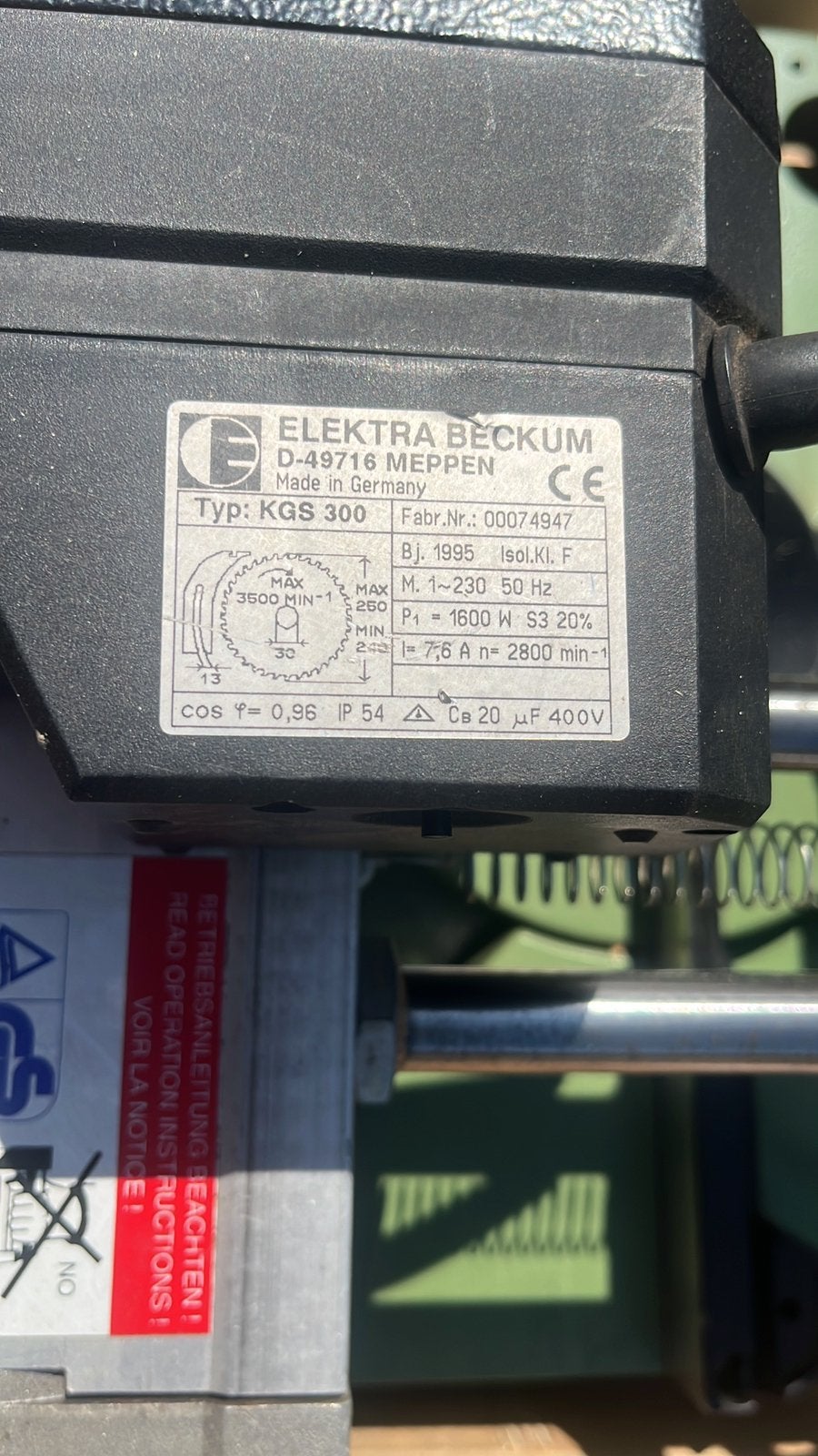 Kgs300 elektra beckum, Doe-het-zelf en Verbouw, Gereedschap | Zaagmachines, Ophalen of Verzenden, 1200 watt of meer, Cirkelzaag