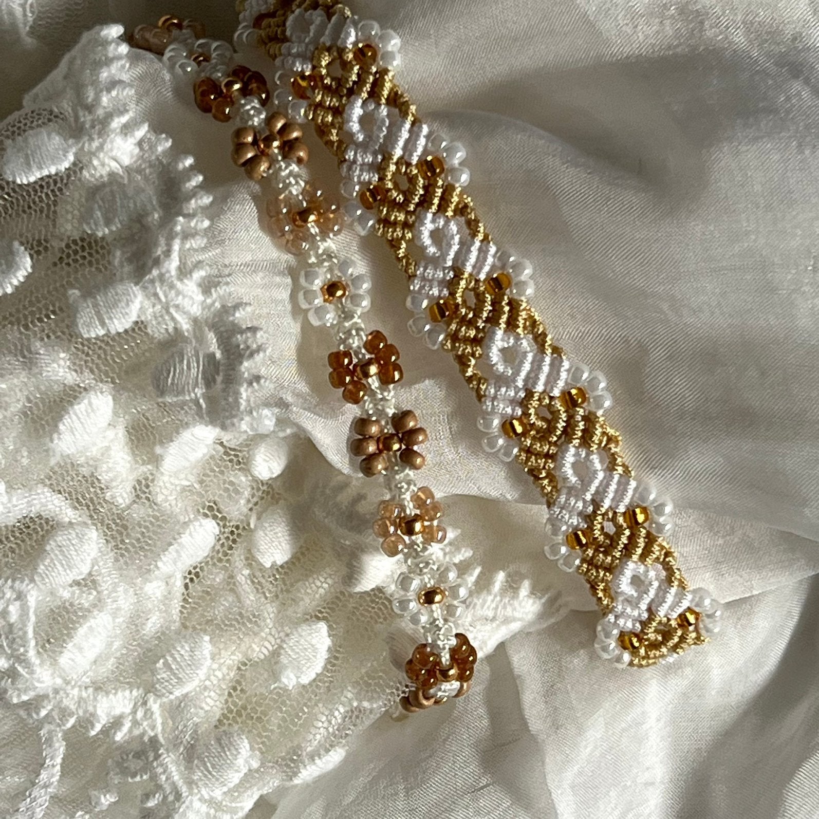 Macrame armbanden chic, Overige materialen, Beige, Nieuw, Ophalen of Verzenden