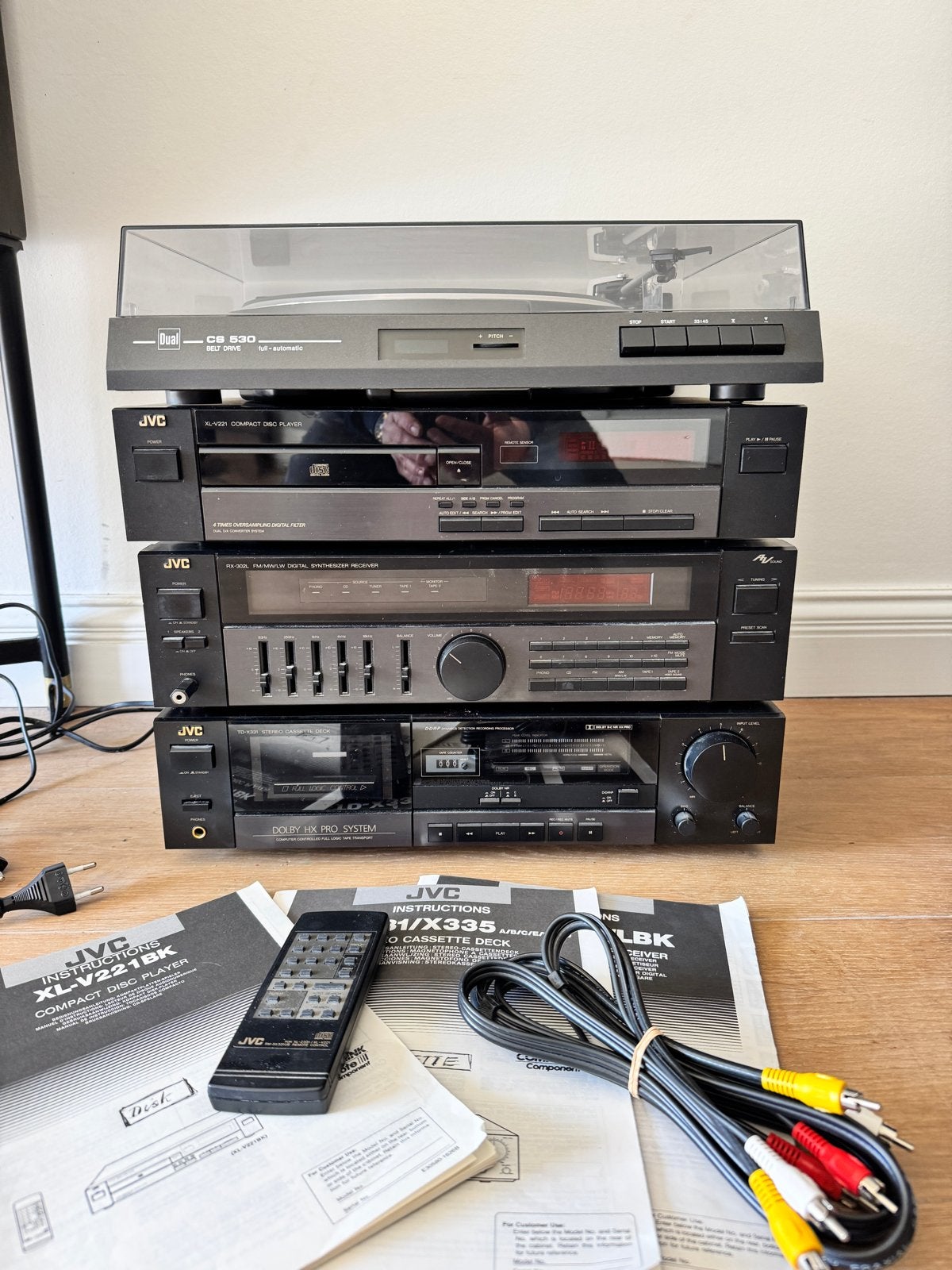JVC Stereo Set met Dual Platenspeler, CD, Cassette, Tuner, Gebruikt, Cassettedeck, JVC, Losse componenten