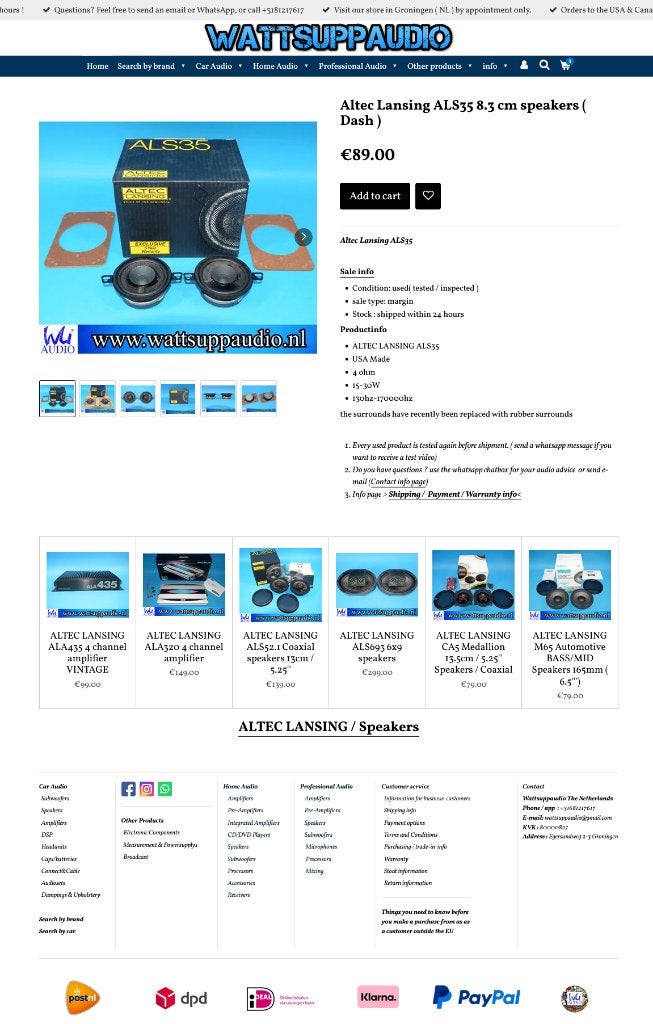 Altec Lansing ALS35 8.3 cm speakers ( Dash ) USA Made, Gebruikt, Ophalen of Verzenden, ., Support@alteclansing.com