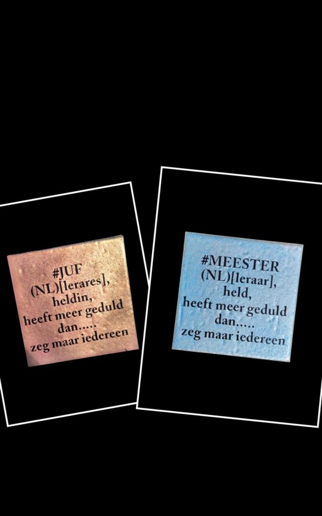 Juf meester tegeltje of persoonlijk cadeau, Ophalen of Verzenden, Nieuw