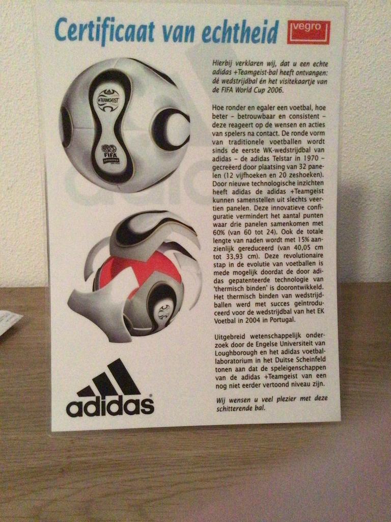 Officiele  WK wedstrijdbal ADIDAS TEAMGEIST 2006, Ophalen of Verzenden, Nieuw, Bal