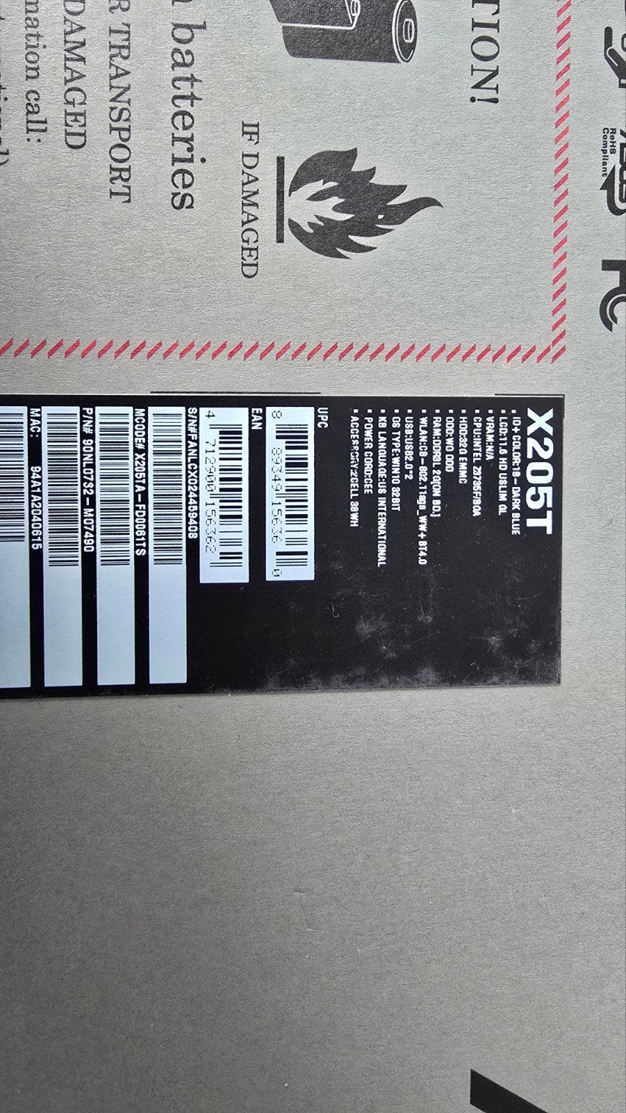ASUS X205T Laptop - Compact en Draagbaar, Computers en Software, Windows Laptops, Gebruikt, Minder dan 4 GB, Qwerty, Intel Atom