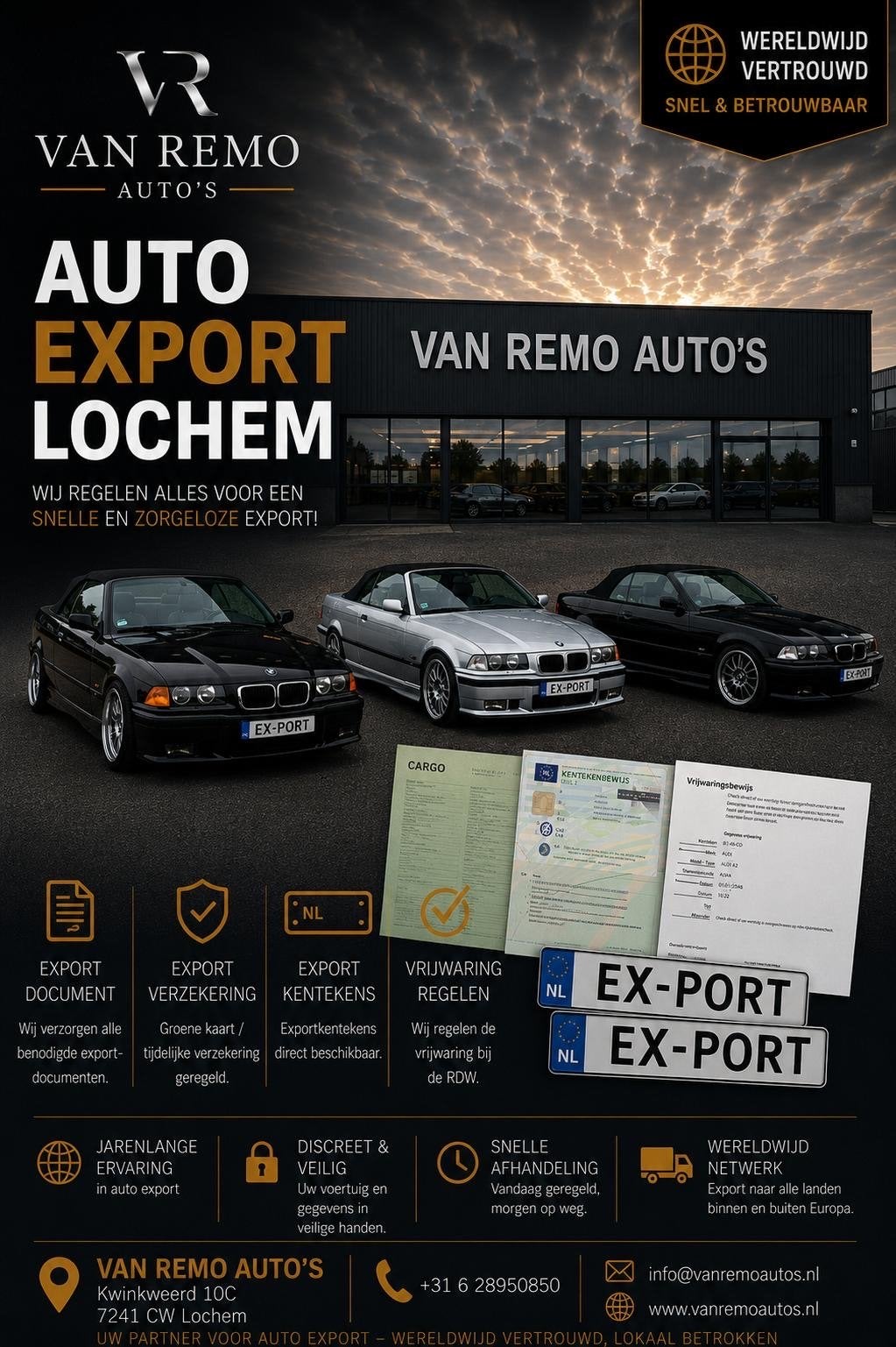 Auto Export Service Lochem  Snel/Zorgeloos Exportverzekering, Ophalen