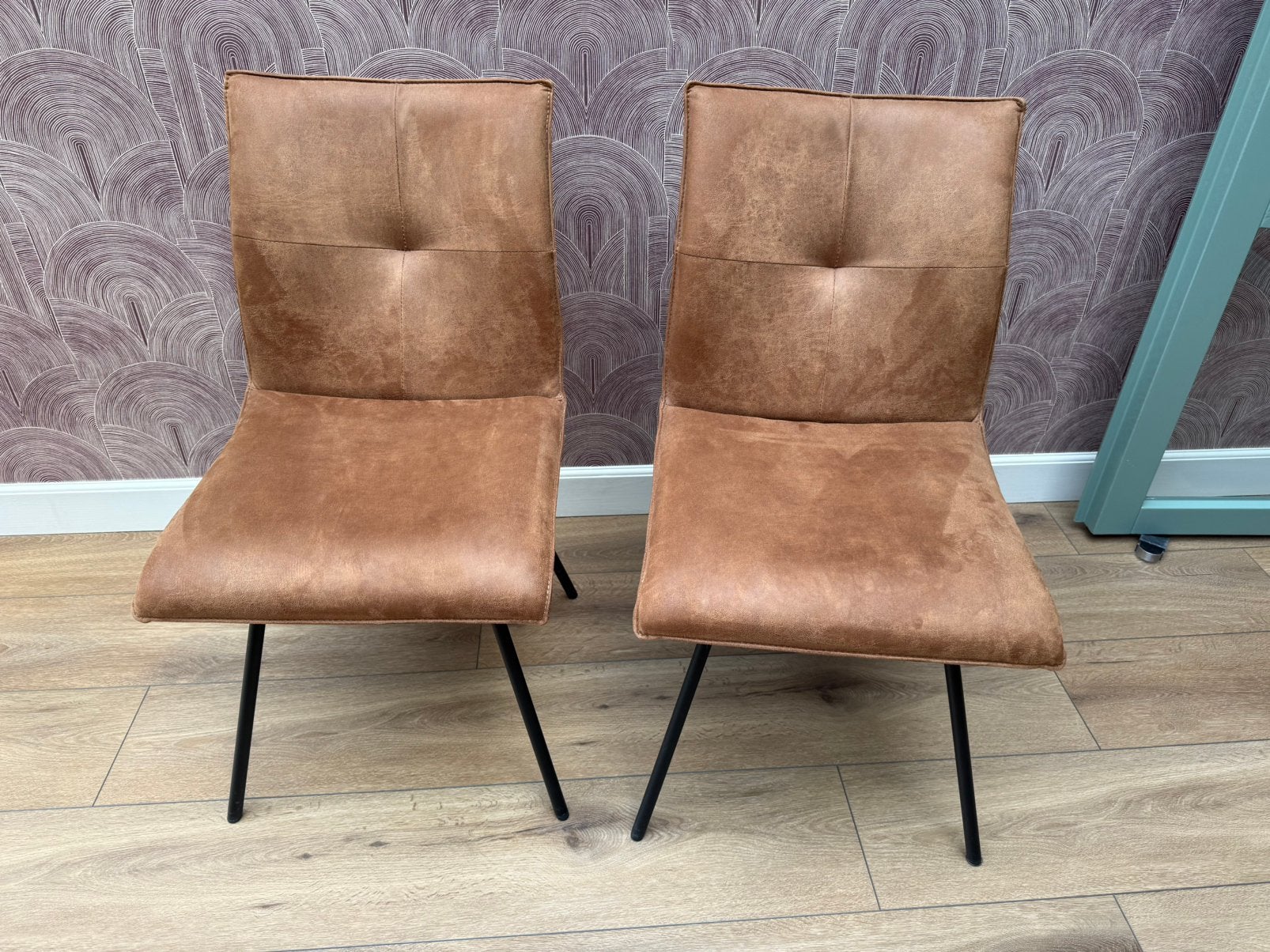Microleder Inhouse eetkamerstoelen cognac, Ophalen, Zo goed als nieuw, Bruin