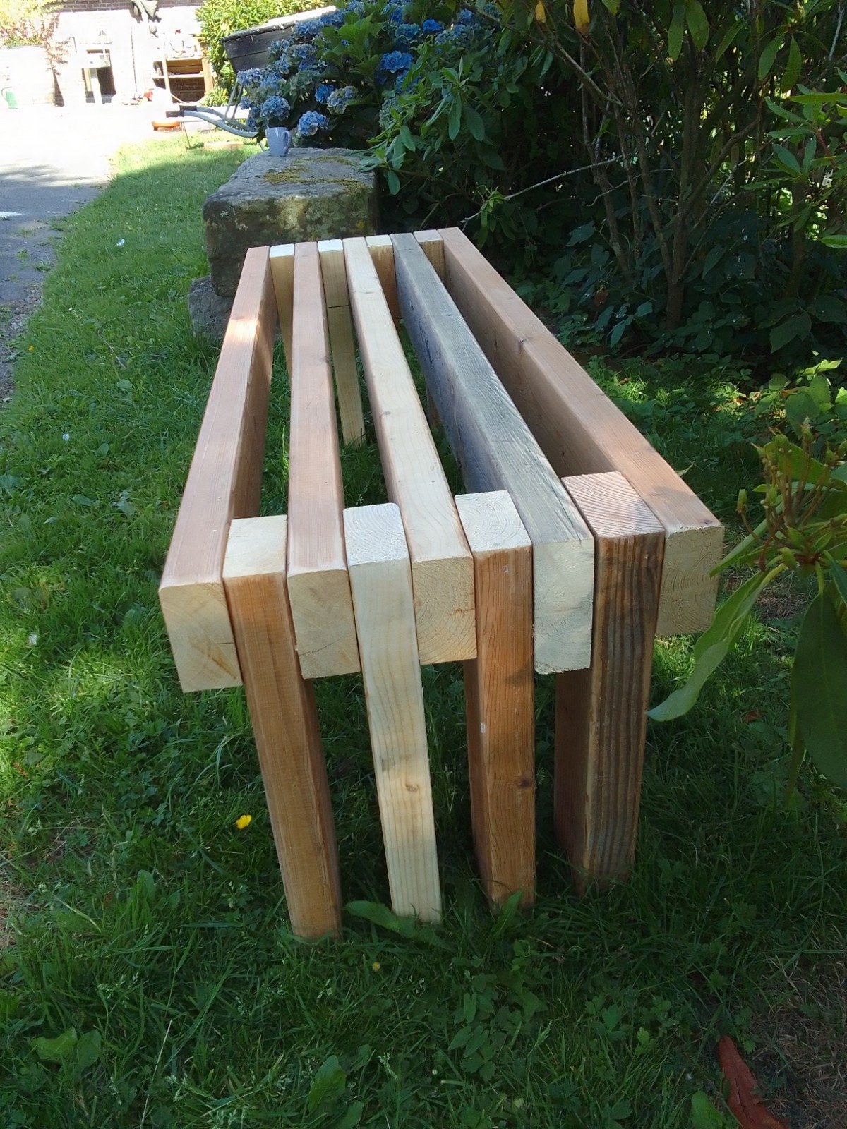 Robuuste landelijke houten tuinbank, Tuin en Terras, Ophalen, Zo goed als nieuw, Hout