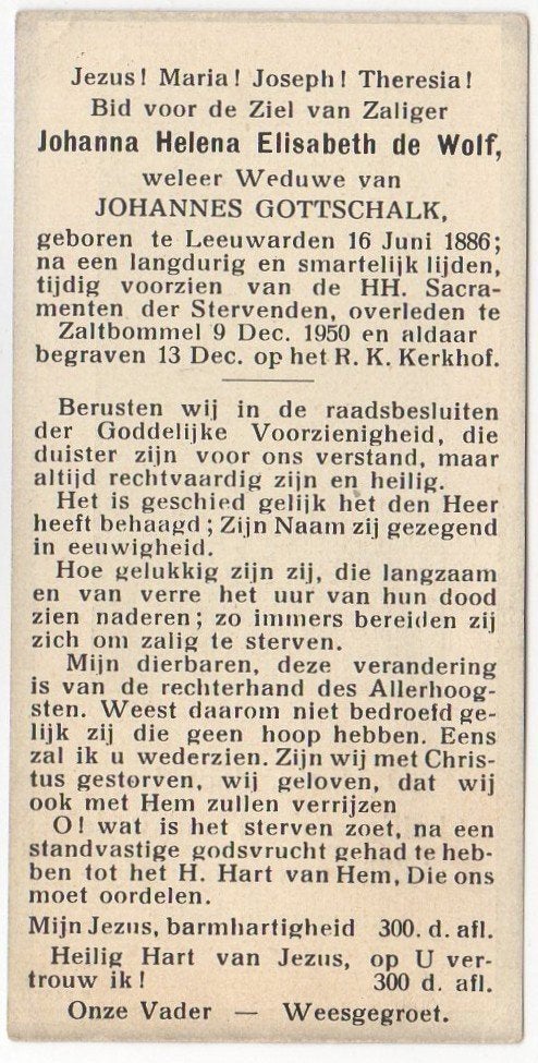 Johanna H.E. de Wolf 1886 Leeuwarden + 1950 Zaltbommel, Verzenden