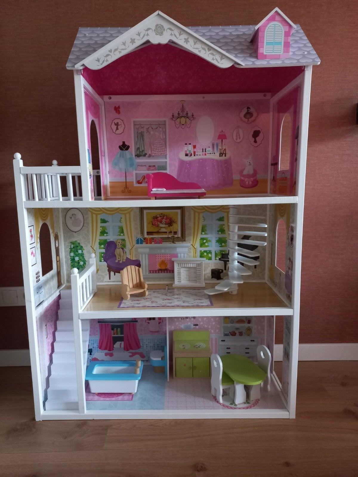 Poppenhuis met accessoires, Ophalen, Zo goed als nieuw, Poppenhuis