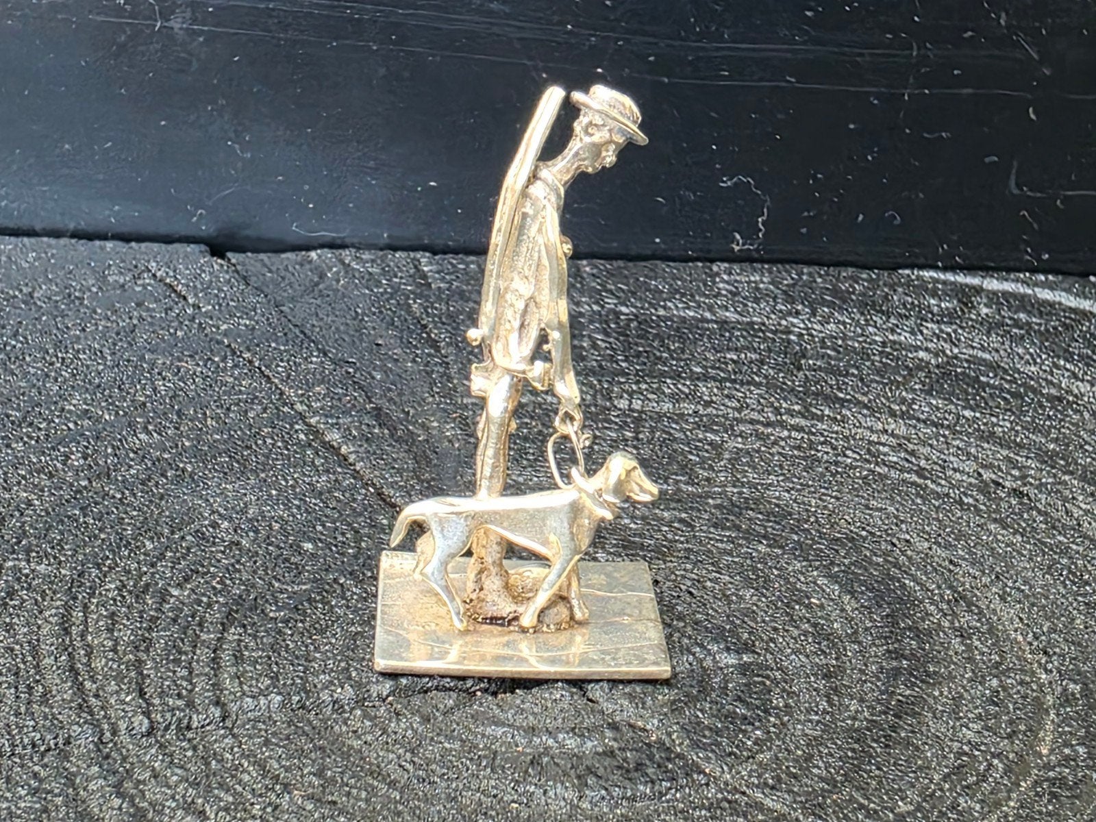 Zilveren miniatuur: Jager met hondje, Verzenden, Zilver