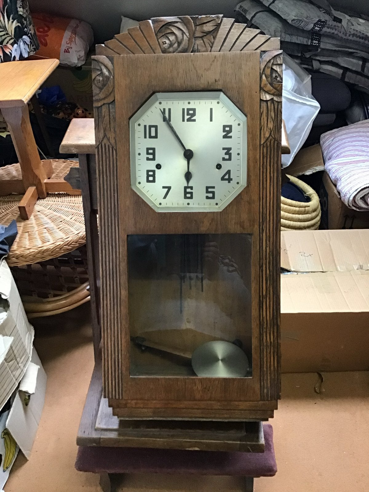 Antieke houten klok met slinger en Big Ben melodie, Antiek en Kunst, Ophalen of Verzenden