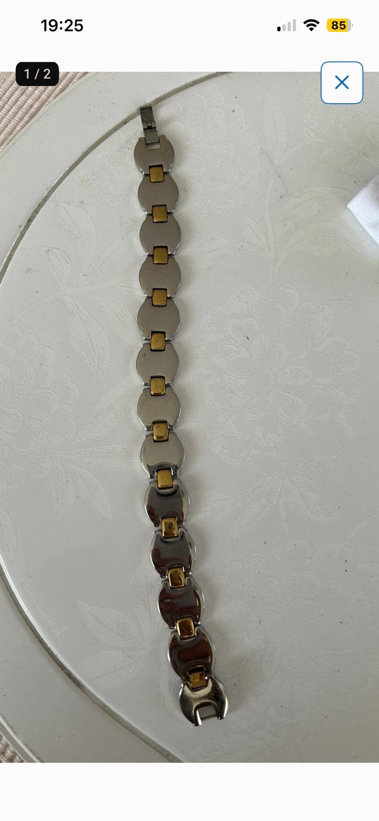 Stalen dames armband 2 kleurig, Ophalen, Zo goed als nieuw, Zilver, Staal