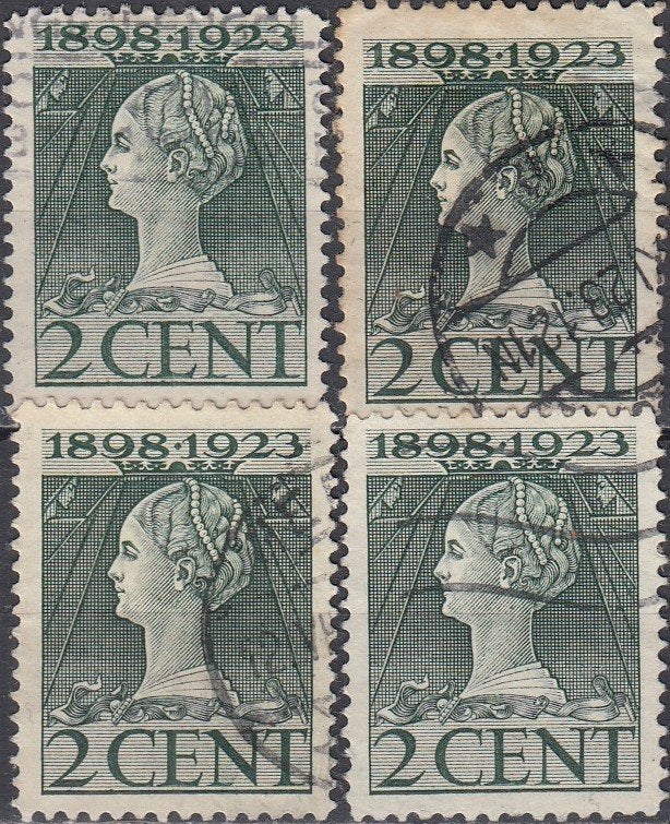Nederland 1.52.3- 1923- Regeringsjubileum- 4 x NVPH-121- G, Postzegels en Munten, Verzenden, T/m 1940, Gestempeld