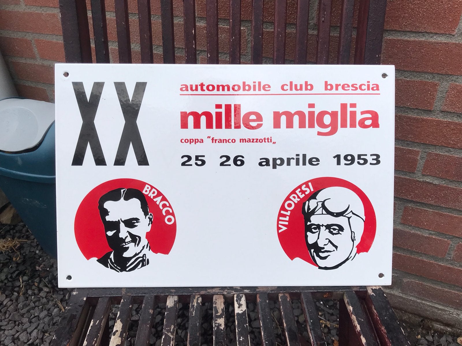 Emaille reclamebord Mille Miglia, Ophalen of Verzenden, Gebruikt, Auto's