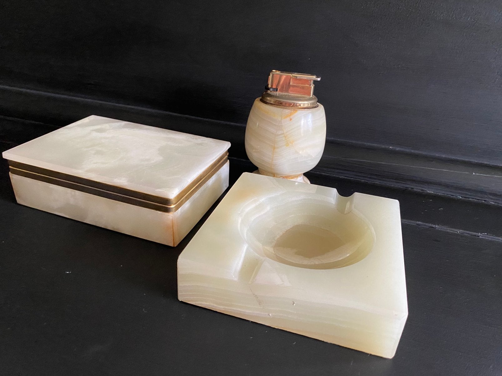 Vintage Onyx Rookset /Sieradendoos – Italië Jaren '60 (Mint), Ophalen of Verzenden, Nieuw, Asbak