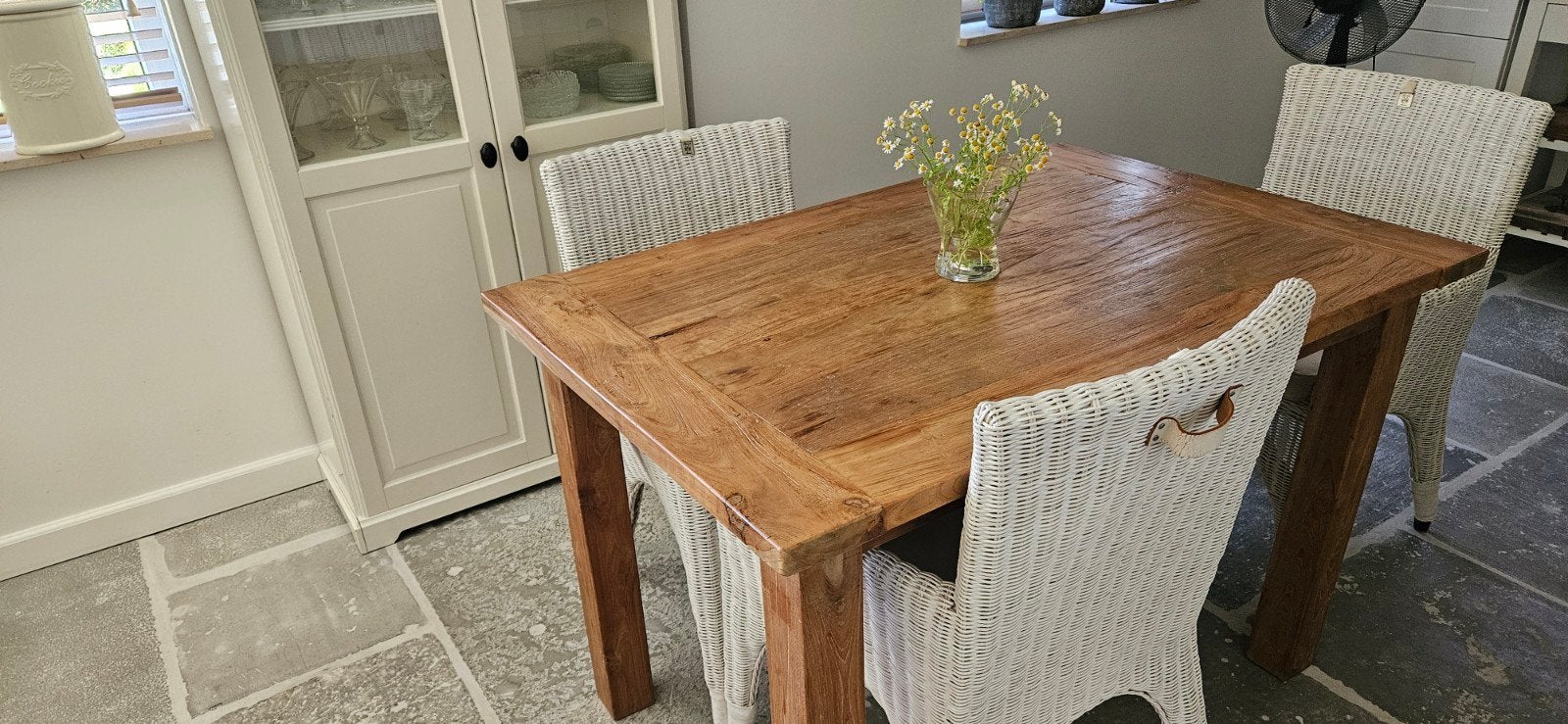 Te koop prachtige teak tafel, 200 cm of meer, Zo goed als nieuw, Rechthoekig, 50 tot 100 cm