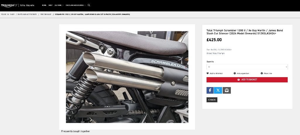 Total Triumph Scrambler 1200 X / XE Slash Cut Uitlaat, Motoren, Ophalen, Gebruikt