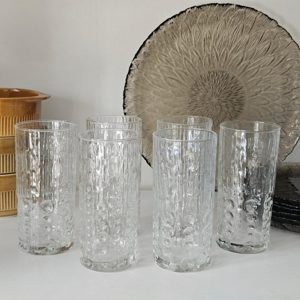 Set van 6 seventies longdrinkglazen, Huis en Inrichting, Keuken | Servies, Glas of Glazen, Ophalen of Verzenden, Glas, Nvt