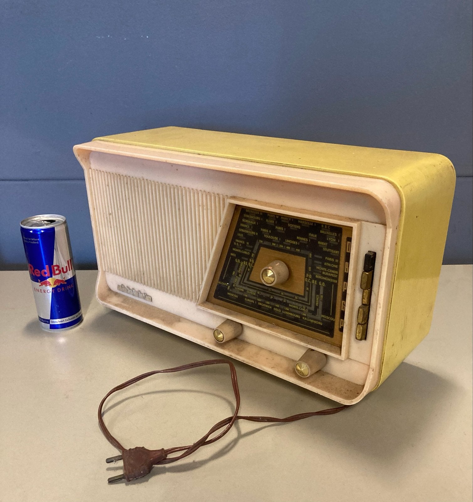 Vintage Punday Longchamps Radio - Geel/Crème, Ophalen of Verzenden, Gebruikt, Radio
