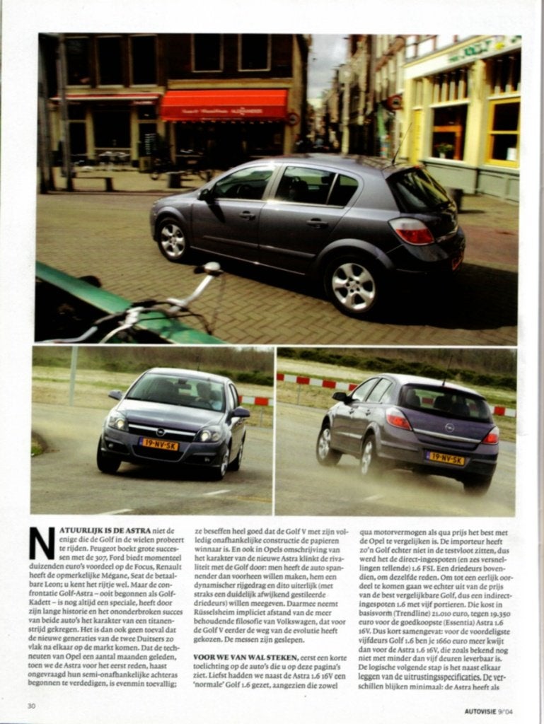 Autovisie dubbeltest Opel Astra 1.6 16V en VW Golf 1.6 FSI, Ophalen of Verzenden, Gelezen, Overige merken