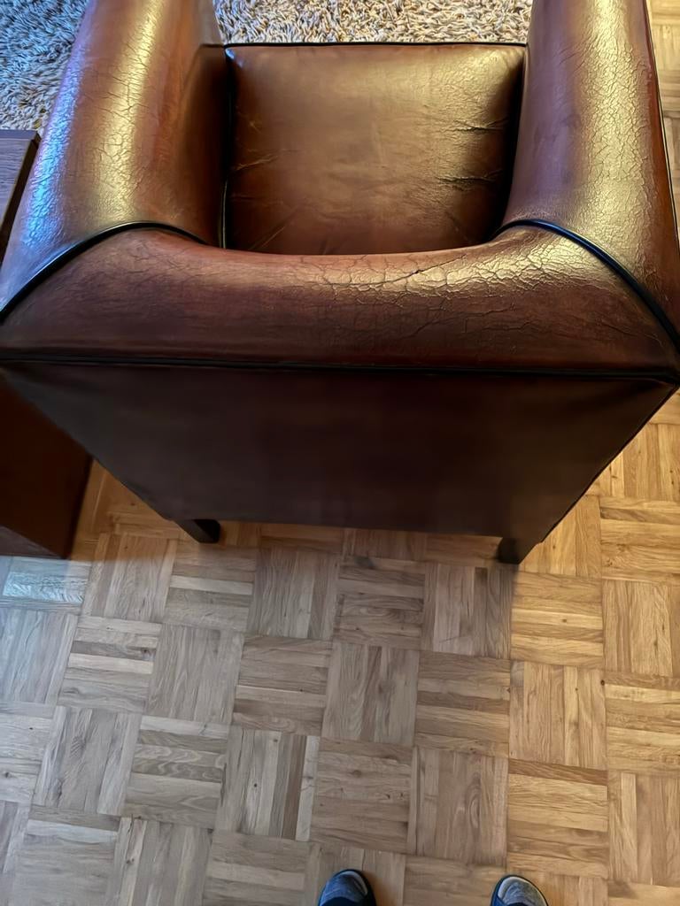 Vintage Schapenleren Fauteuil - Comfortabel en Stijlvol, Huis en Inrichting, Fauteuils, Ophalen of Verzenden, Gebruikt, Leer, 75 tot 100 cm