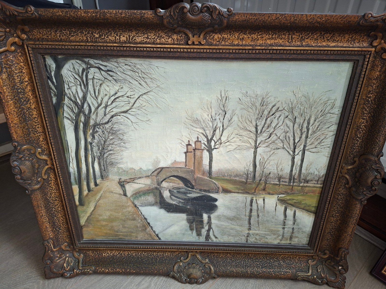 Schilderij van de Oude Gooilaan Den Haag., Ophalen, Handgeschilderd, Doek, Olieverf