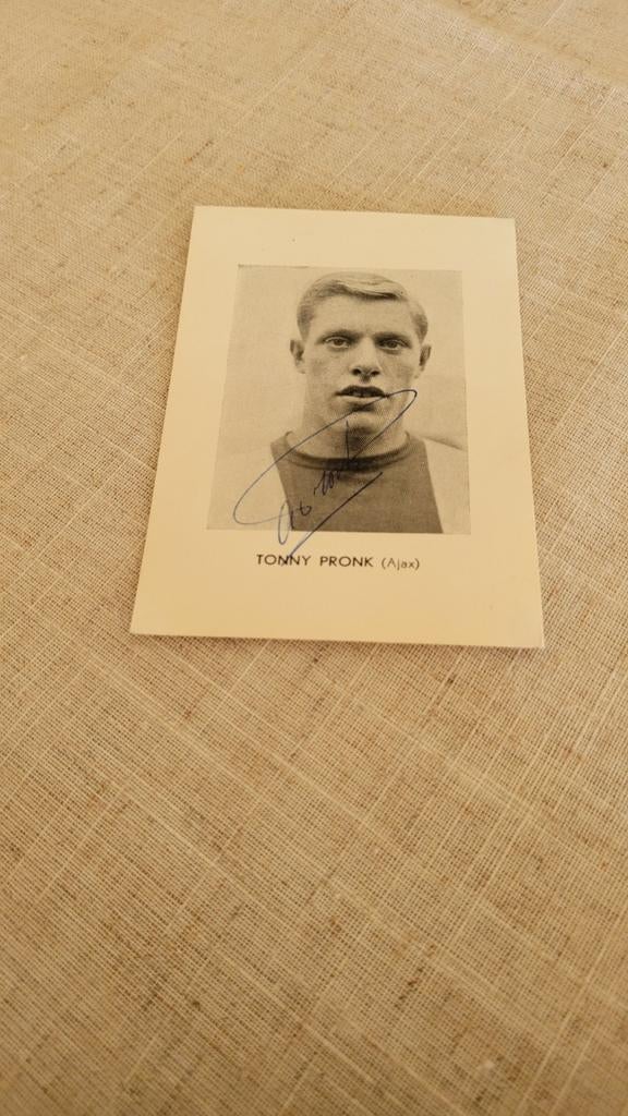 Tonnie Pronk spelerskaart gesigneerd, Ophalen of Verzenden, Gebruikt, Ajax, Spelerskaart