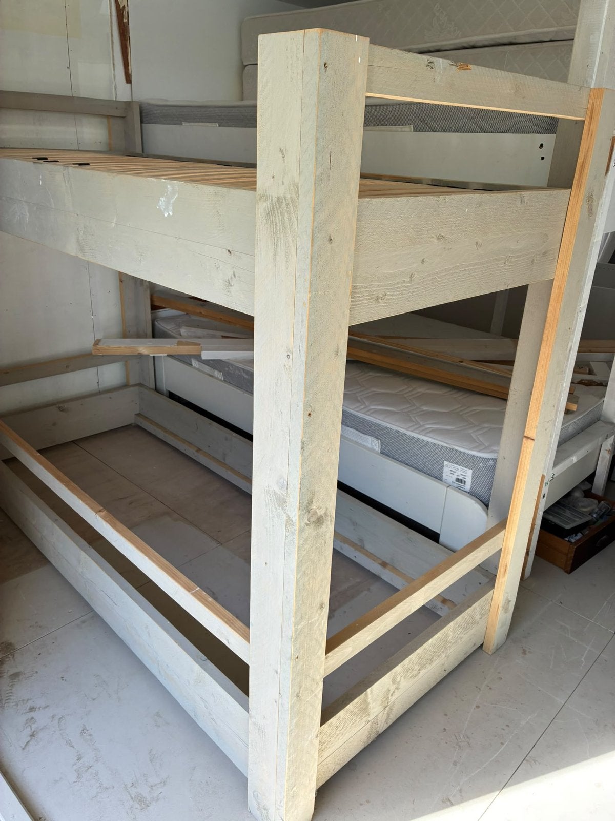 Steigerhouten Stapelbed - Robuust laatste kans t.e.a.b., Ophalen, Gebruikt, 90 cm, Eenpersoons