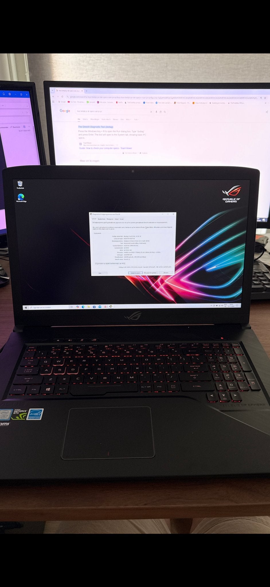 ASUS ROG Gaming Laptop - i7, GTX 1050, 16GB RAM, Ophalen, Gebruikt, Met videokaart, 2 tot 3 Ghz