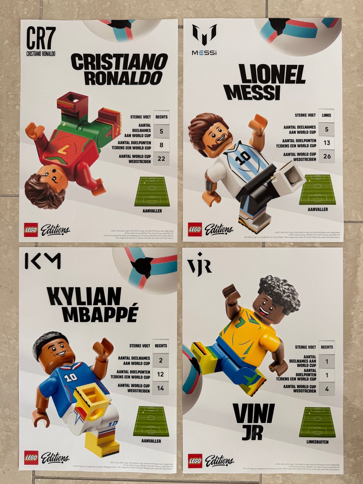 Lego Editions Voetbalsterren Posters A4, Ophalen of Verzenden, Nieuw, Overige merken