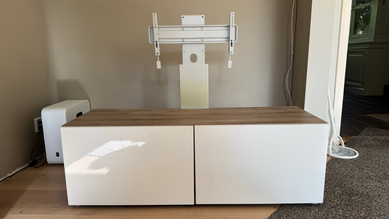 Ikea Besta TV-meubel met tv-steun tot 55 inch, Ophalen, 100 tot 150 cm, Zo goed als nieuw, Minder dan 100 cm