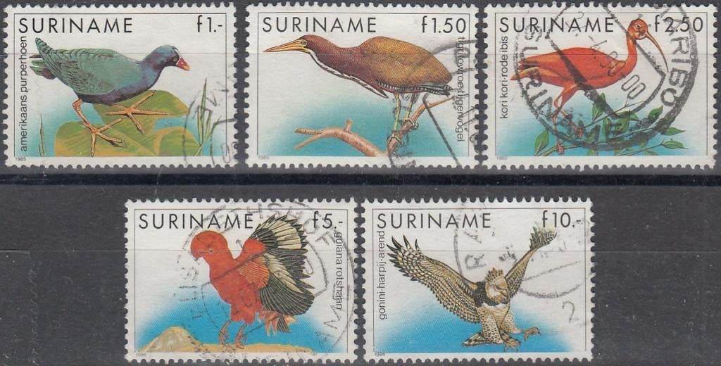 Suriname Republiek 467/471 serie Vogels gestempeld, Postzegels en Munten, Postzegels | Suriname, Ophalen of Verzenden, Gestempeld