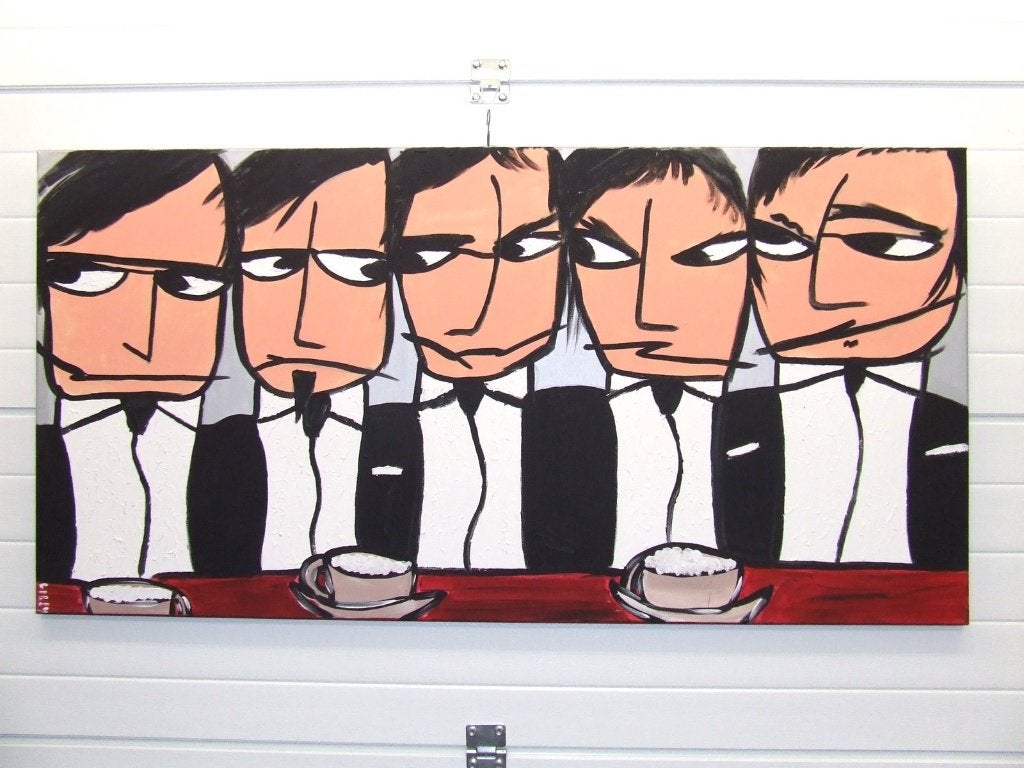 De ontgroening acryl op canvas groot formaat 140x70., Ophalen, Acrylverf