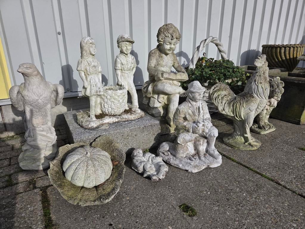Grote collectie tuinbeelden/ tuinornamenten/ tuinvazen/ zink, Ophalen, Overige typen, Nvt, Metaal