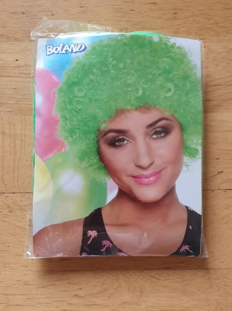 Groene afro pruik - Boland, Ophalen of Verzenden, Nieuw, Hoed of Pruik, Carnaval