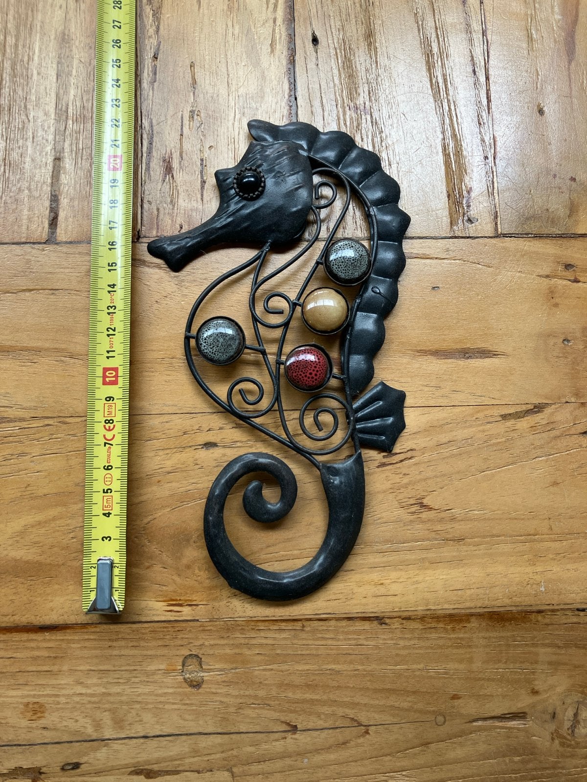 Metalen Zeepaard Wanddecoratie met Gekleurde Bollen, Gebruikt, Meerkleurig, Overige stijlen, Ophalen of Verzenden