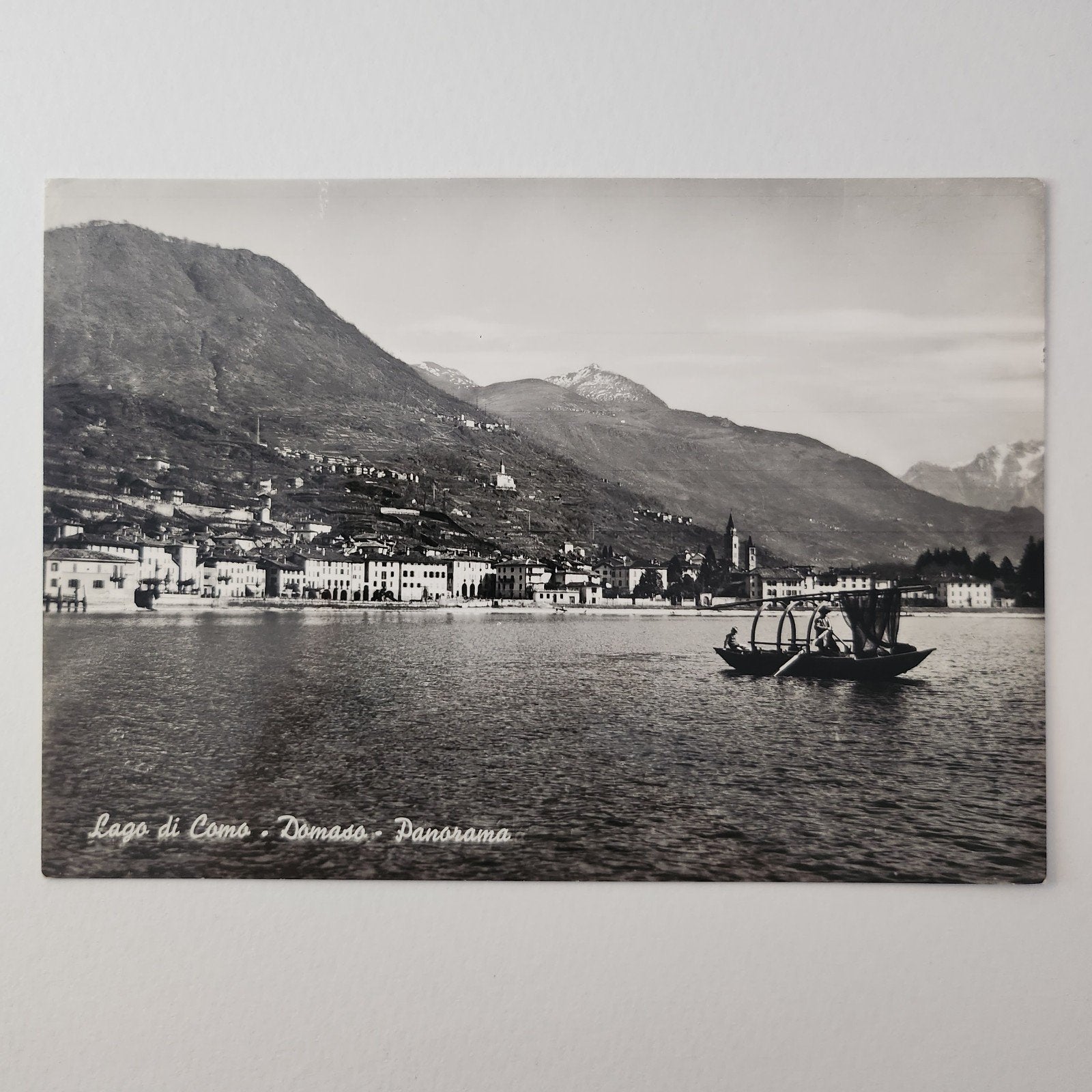 Echte foto kaart Lago di Como, Domaso - Panorama, Verzenden, 1940 tot 1960, Ongelopen, Italië