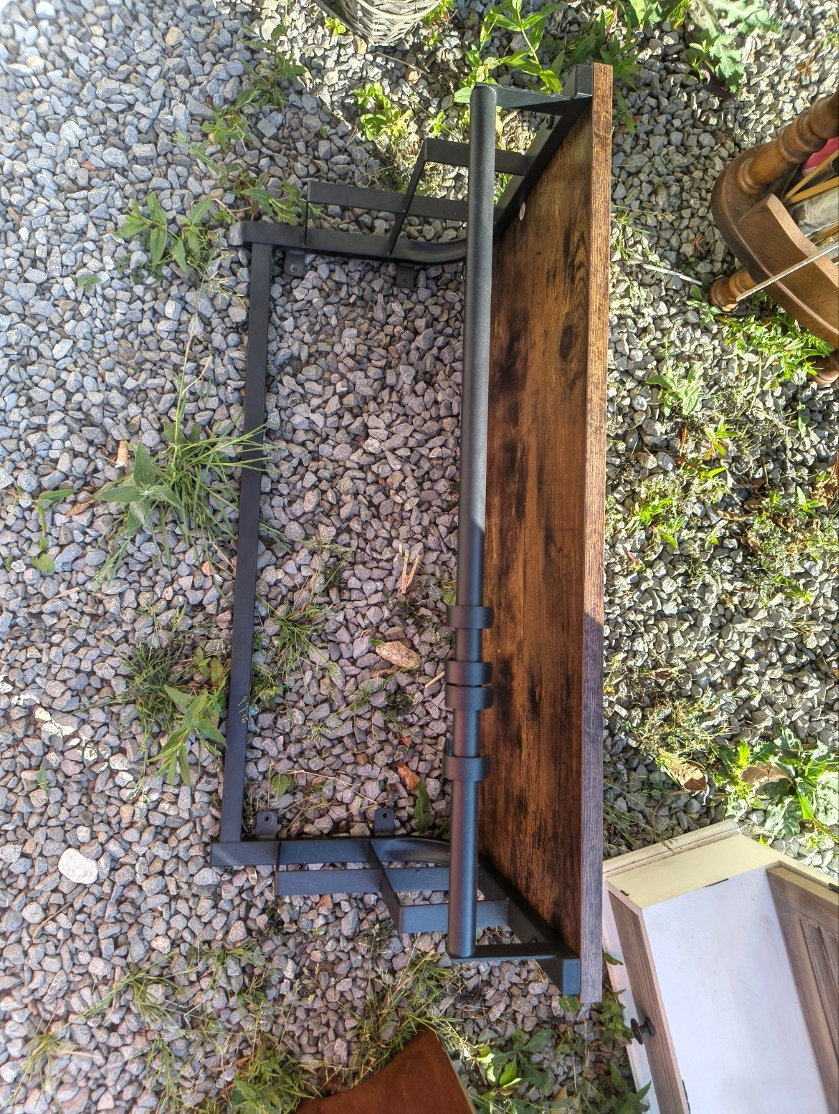 Kapstok met houten blad en metalen frame, Gebruikt, Minder dan 100 cm, Hout, Ophalen