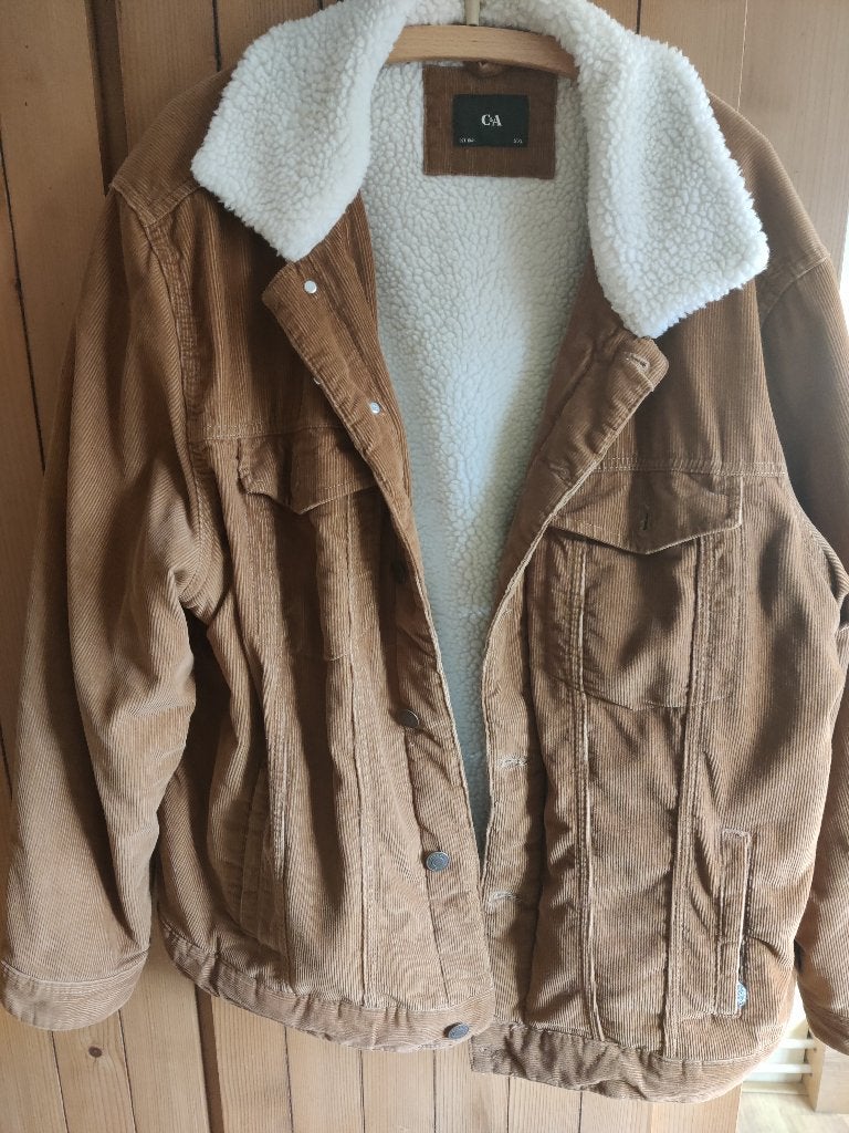 Heren teddy/rib jacket camel XXL, Ophalen of Verzenden, Zo goed als nieuw, Overige maten, Bruin