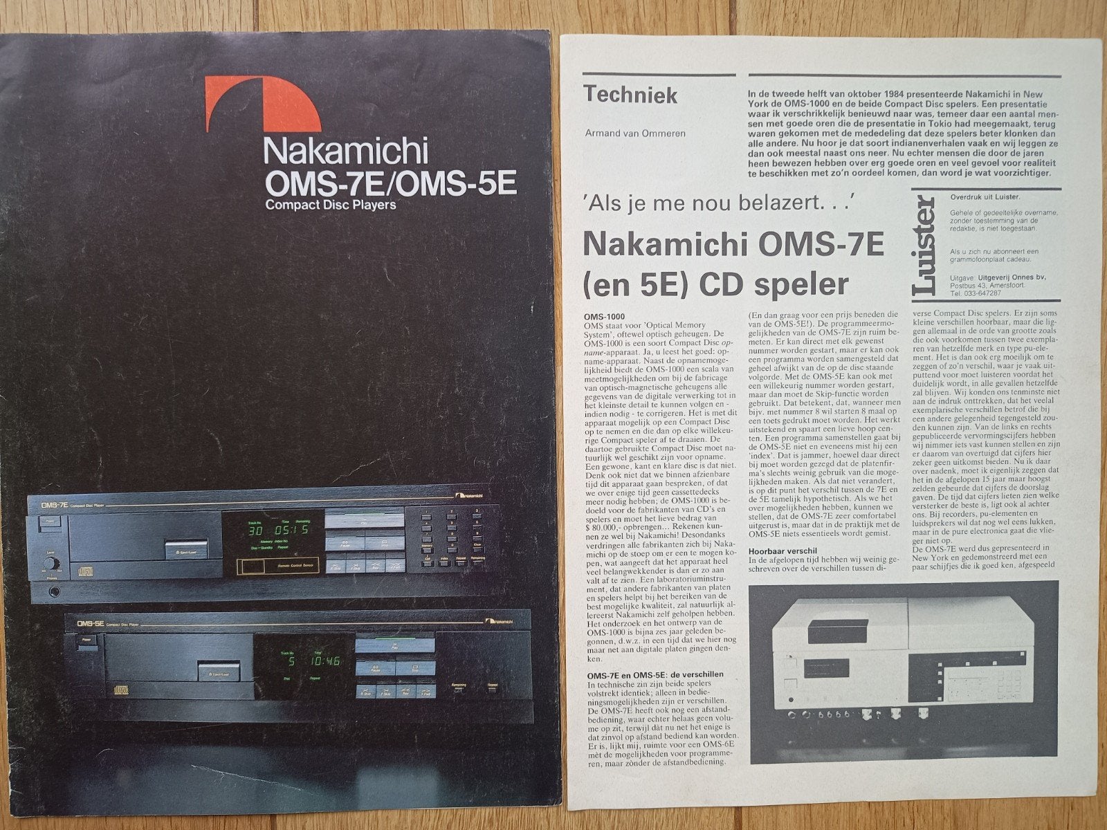 Vintage Nakamichi OMS-7E / OMS-5E Brochure + Luister Inlegve, Ophalen of Verzenden