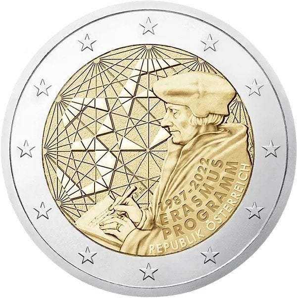 Speciale 2 Euro munt OOSTENRIJK 2022 "Erasmus" unc kwaliteit, Ophalen of Verzenden, Oostenrijk, 2 euro