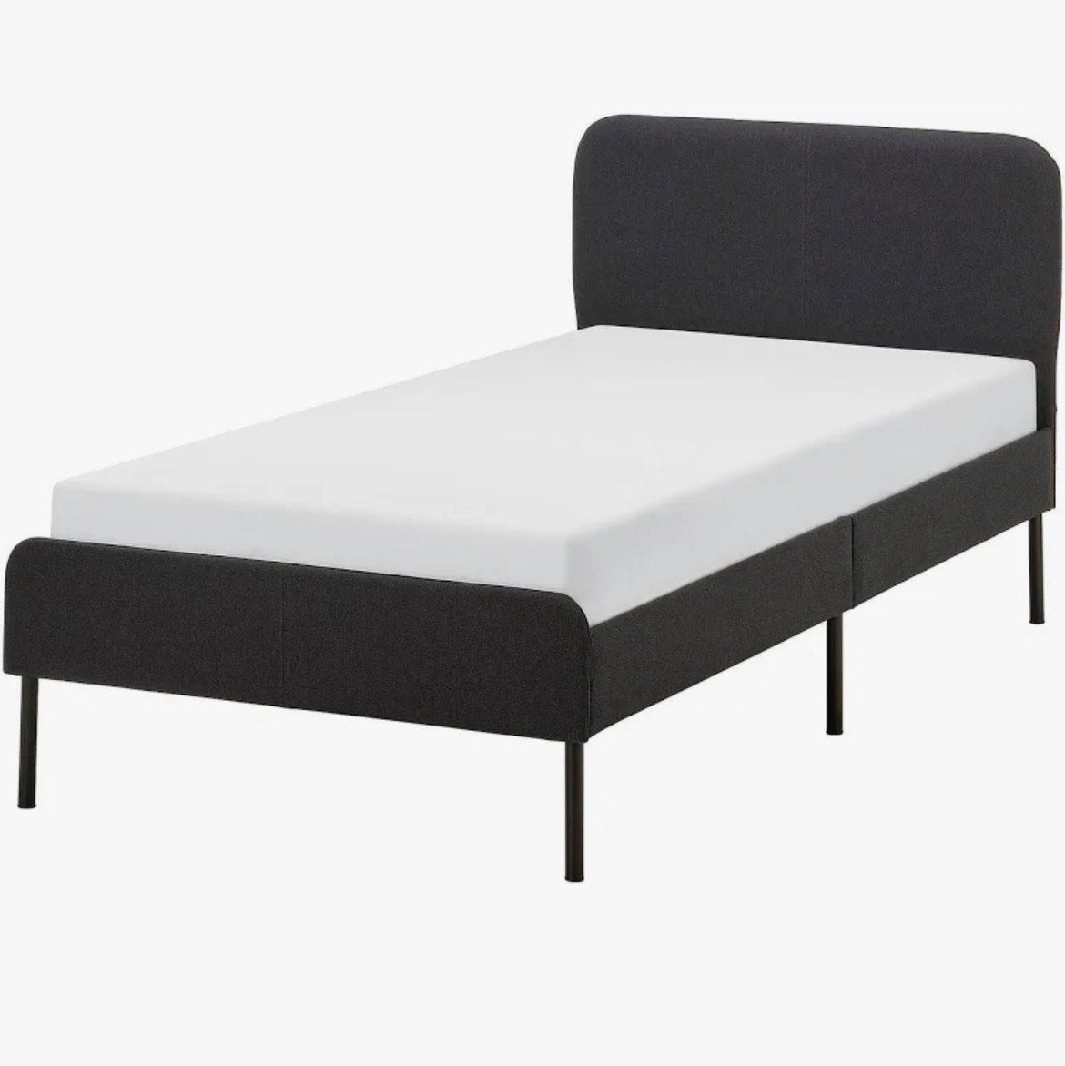 Zwart leren eenpersoonsbed 90x200 - Exclusief matras, Huis en Inrichting, Slaapkamer | Bedden, Ophalen, Overige materialen, Gebruikt