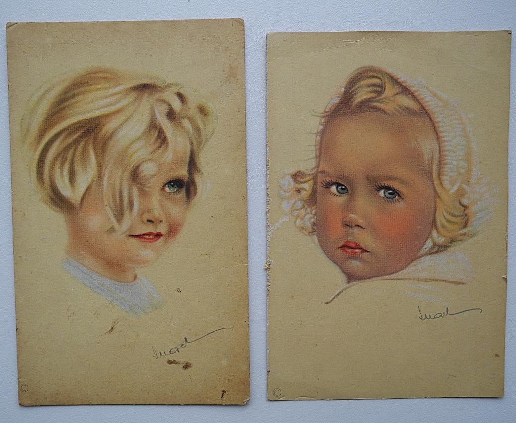 2 nostalgische vintage ansichtkaarten jaren '40, Verzamelen, Ophalen of Verzenden, 1940 tot 1960