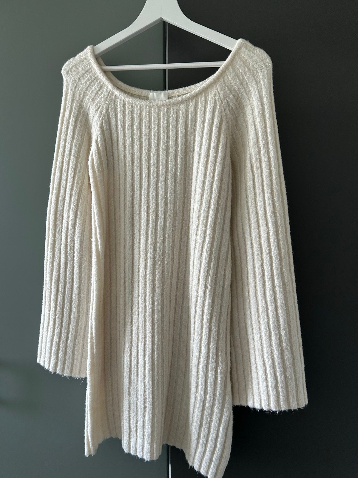 Gebreide jurk van H&M - Crème/Wit, Kleding | Dames, Jurken, Wit, Ophalen of Verzenden, Zo goed als nieuw, Maat 36 (S)