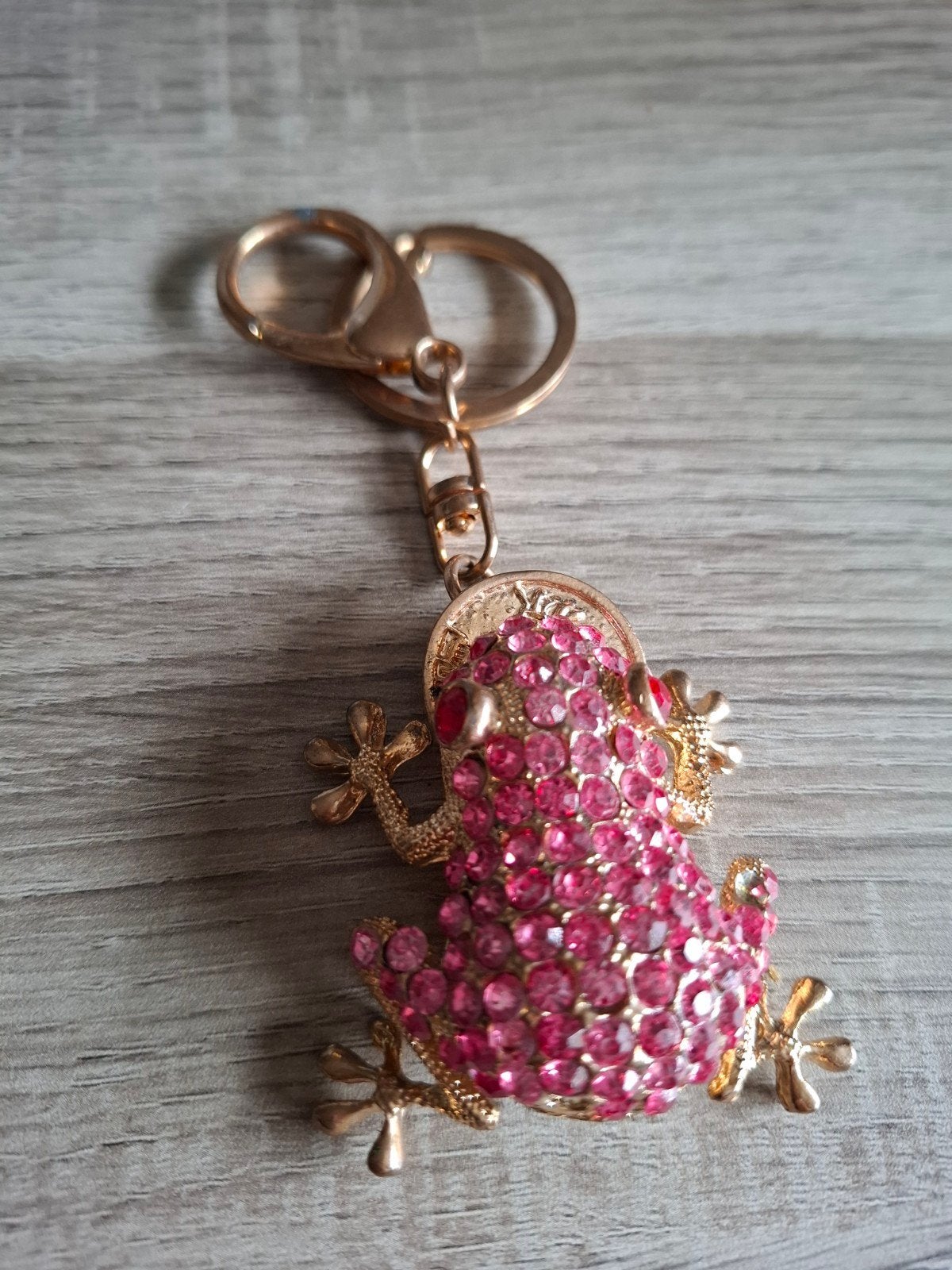 Sleutelhanger roze kikker met strass steentjes, Verzamelen, Sleutelhangers, Ophalen, Zo goed als nieuw, Dier of Natuur